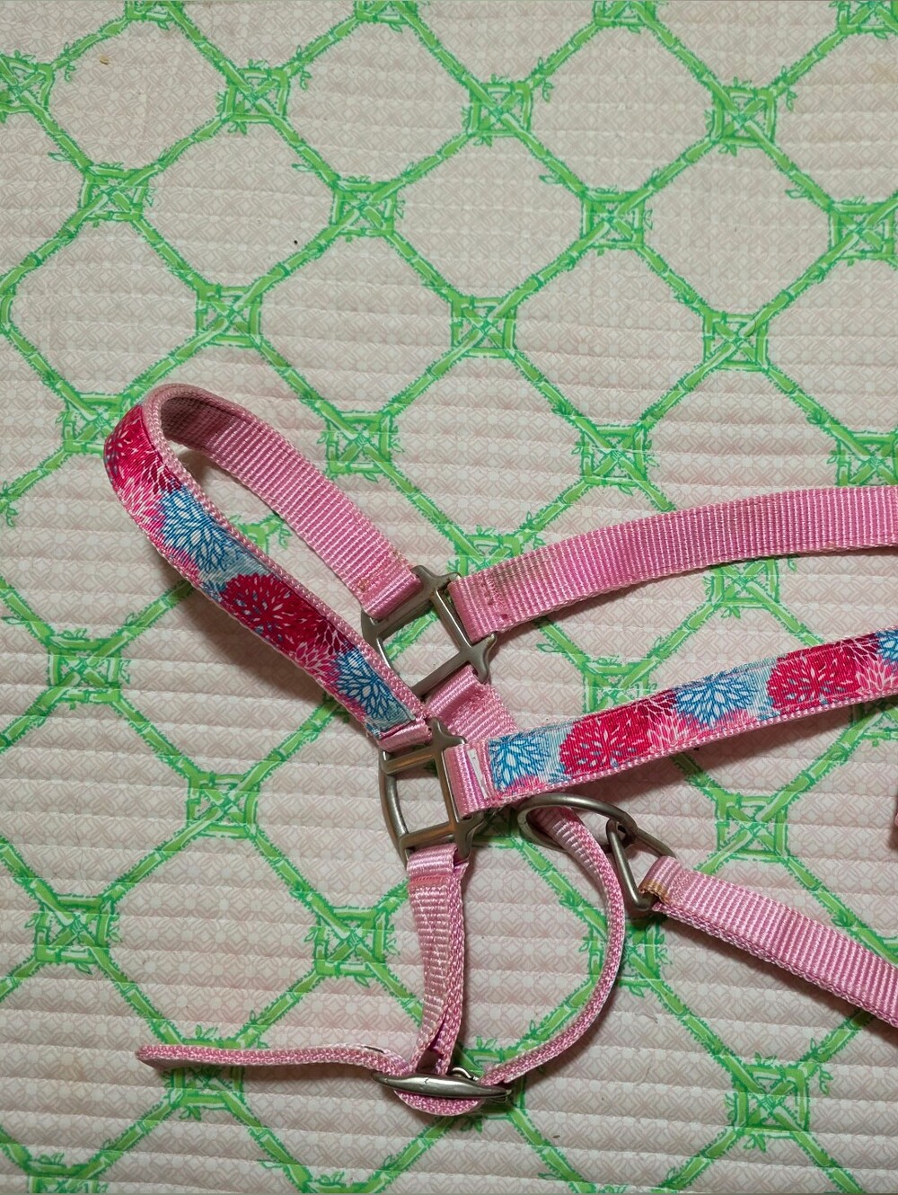 Pink Floral Pet Harness with Adjustable Straps